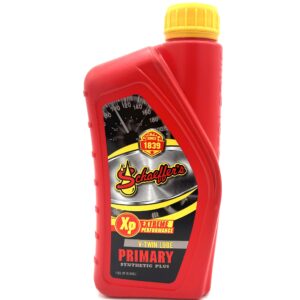 77 Cycles Schaeffer's Primary V-Twin Lube Synthetic Plus. Not for use in combined sump engine/ transmission motorcycles. For use in Harley-Davidson wet primary and primary/ transmission common applications found in Harley-Davidson Sportsters. 