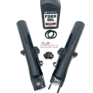77 Cycles Comes with one quart of PROGRESSIVE Heavy weight Fork Oil and both Fork Seals POWDER COATED GLOSS BLACK TOURING FORK LOWERS, SLIDERS, LEGS 41MM DUAL DISK OEM# G5B3-10-R (L) Fits the Following 00-13 Touring models FLT, FLHT, FLHR, FLHX, FLTR